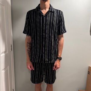 Primark Men Black and White two piece set